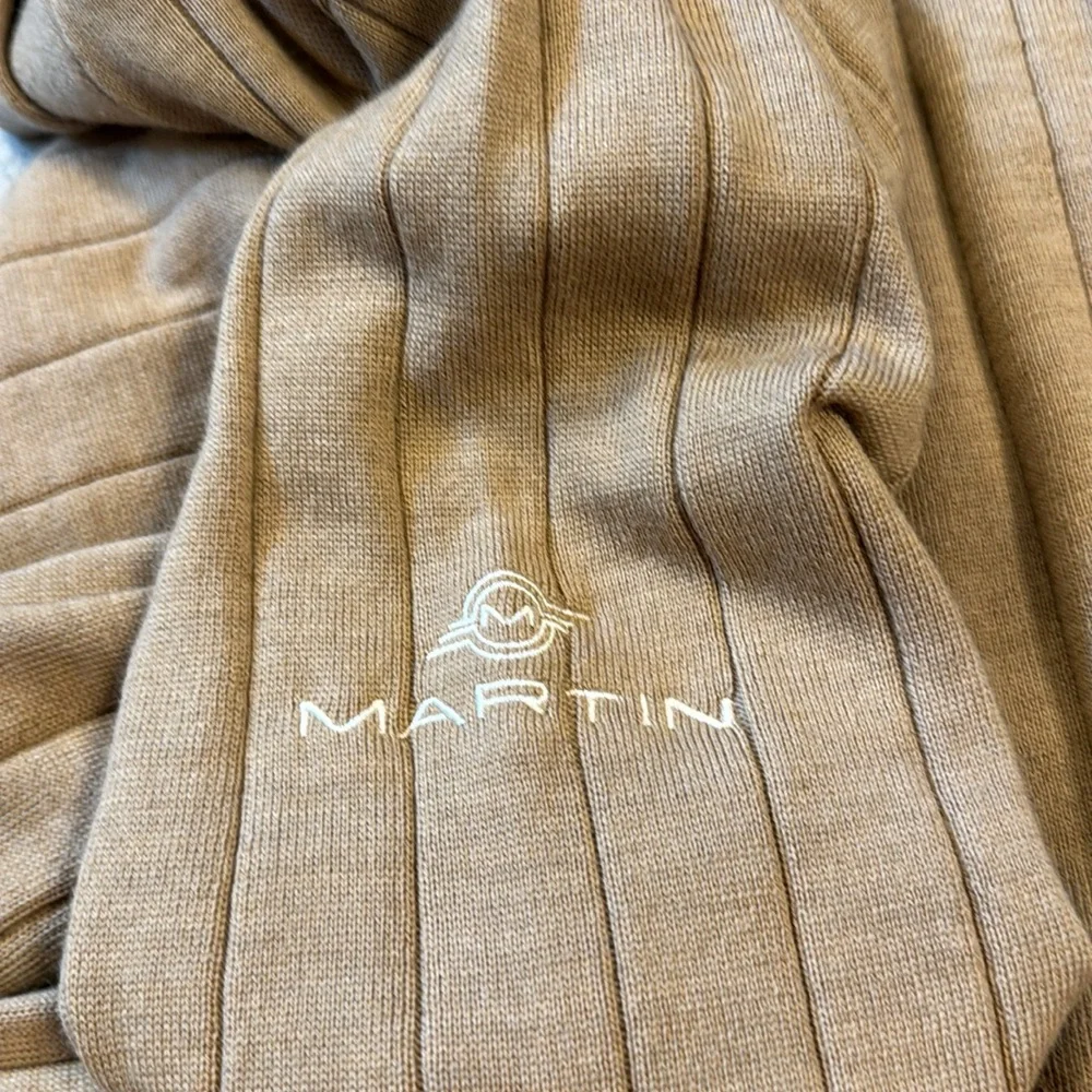 New Mens MARTIN GOLF Shawl Collar Wind Sweater Camel Size Small
